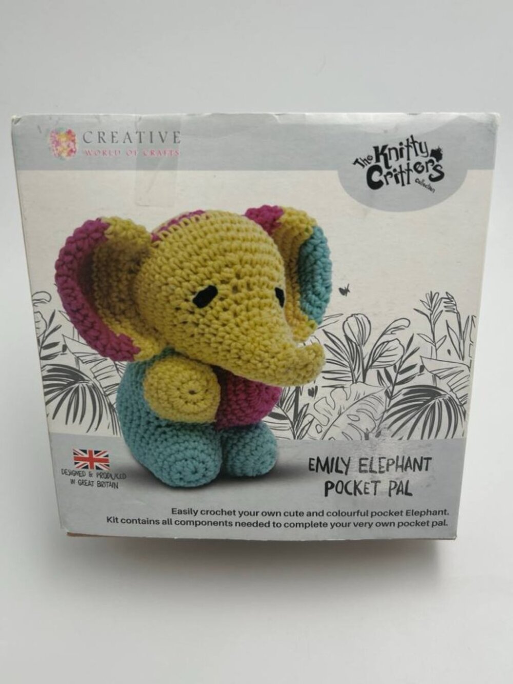 Knitty Critters Emily Elephant Crochet Kit New In Box
